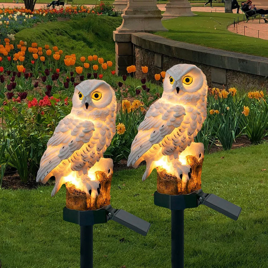 Lampada Solare da Giardino a Forma di Gufo per Vialetti