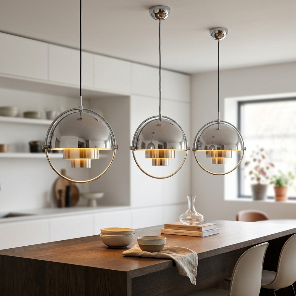 Lampada a sospensione geometrica con sfera regolabile Bauhaus moderna per cucina