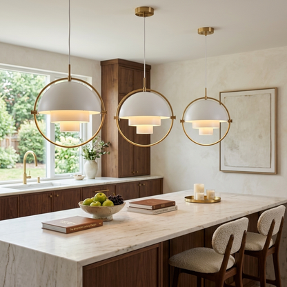 Lampada a sospensione geometrica con sfera regolabile Bauhaus moderna per cucina