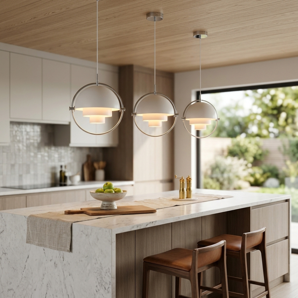Lampada a sospensione geometrica con sfera regolabile Bauhaus moderna per cucina