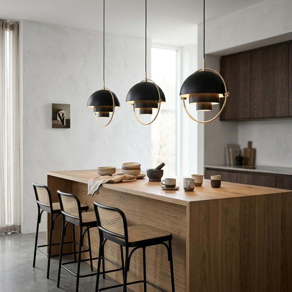 Lampada a sospensione geometrica con sfera regolabile Bauhaus moderna per cucina