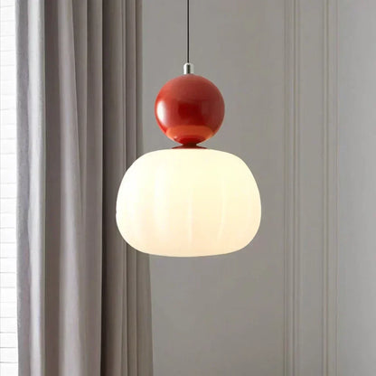 Lampada a sospensione nordica Pumpkin — LED, paralume in vetro rinforzato, struttura in metallo lucido