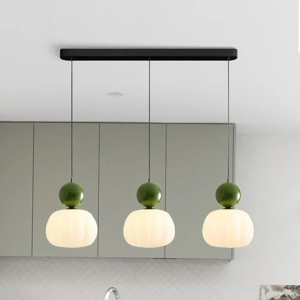 Lampada a sospensione nordica Pumpkin — LED, paralume in vetro rinforzato, struttura in metallo lucido