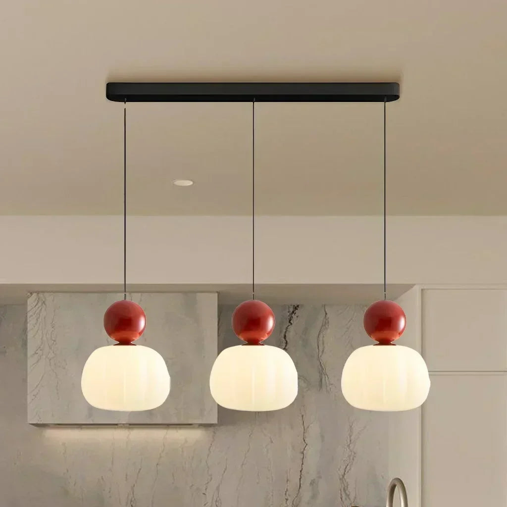 Lampada a sospensione nordica Pumpkin — LED, paralume in vetro rinforzato, struttura in metallo lucido