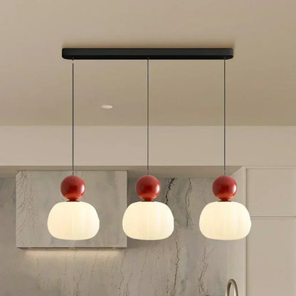 Lampada a sospensione nordica Pumpkin — LED, paralume in vetro rinforzato, struttura in metallo lucido