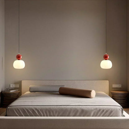 Lampada a sospensione nordica Pumpkin — LED, paralume in vetro rinforzato, struttura in metallo lucido