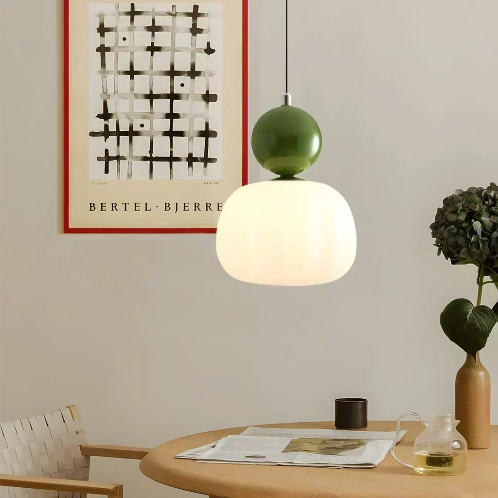 Lampada a sospensione nordica Pumpkin — LED, paralume in vetro rinforzato, struttura in metallo lucido