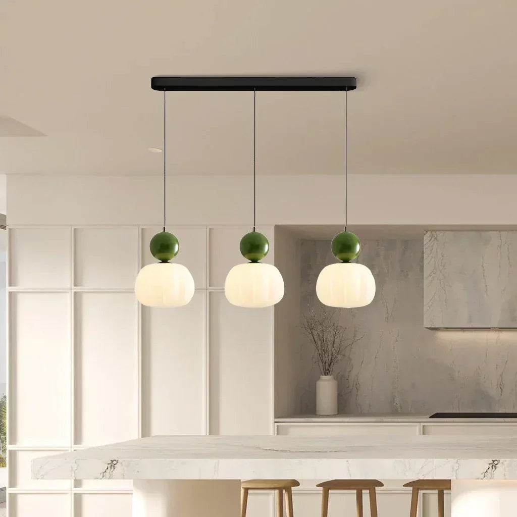 Lampada a sospensione nordica Pumpkin — LED, paralume in vetro rinforzato, struttura in metallo lucido