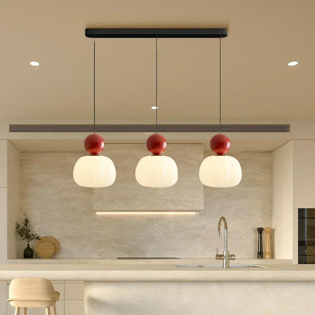Lampada a sospensione nordica Pumpkin — LED, paralume in vetro rinforzato, struttura in metallo lucido