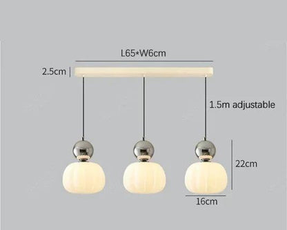 Lampada a sospensione nordica Pumpkin — LED, paralume in vetro rinforzato, struttura in metallo lucido