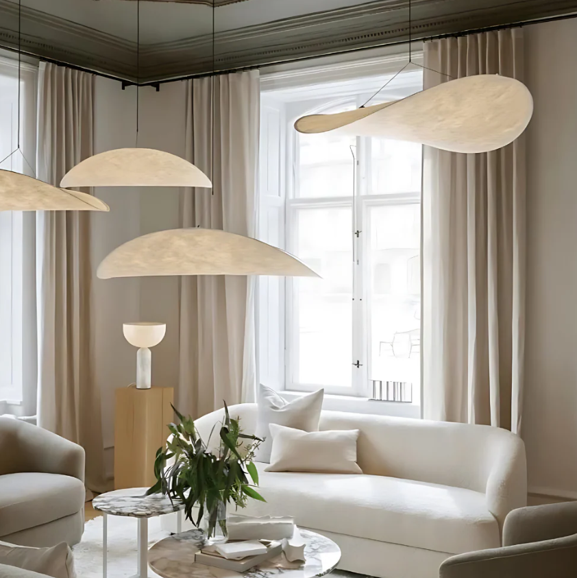 Lampadario a Sospensione SoraHaze con Luce Rilassante in Stile Japandi
