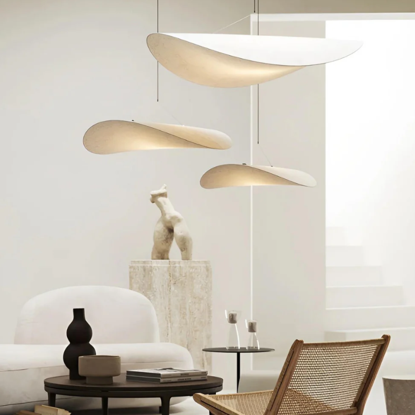 Lampadario a Sospensione SoraHaze con Luce Rilassante in Stile Japandi