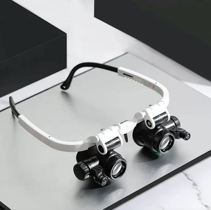 Lente d'ingrandimento LED con fascia regolabile per lavori di precisione e hobby