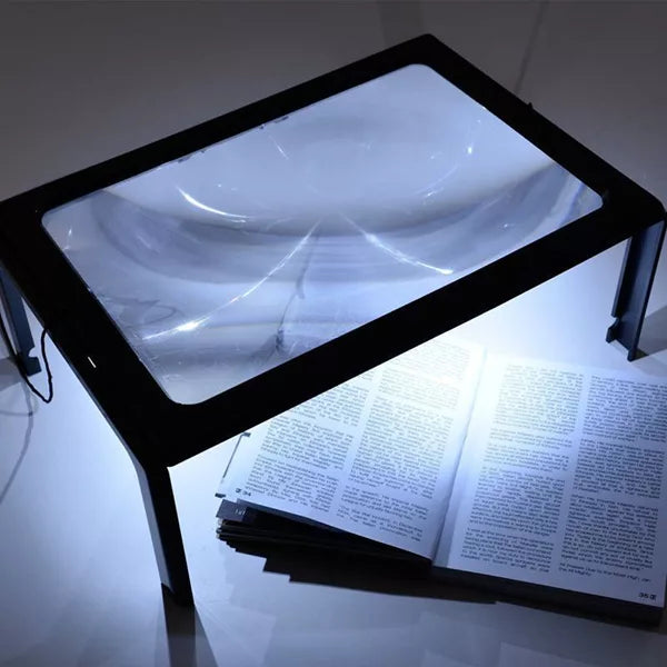Lente d'ingrandimento a pagina intera con luce LED | Ingrandimento 3×, pieghevole e supporto a mani libere | Riduce l'af