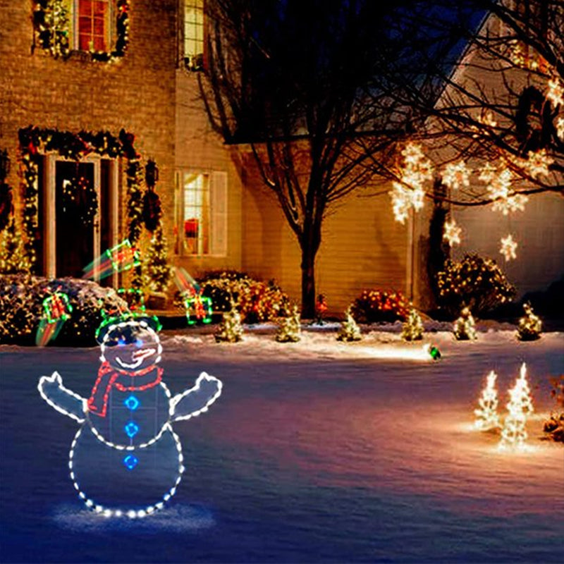 Luce LED Animata Battaglia di Palle di Neve con Pupazzo di Neve e Pinguino