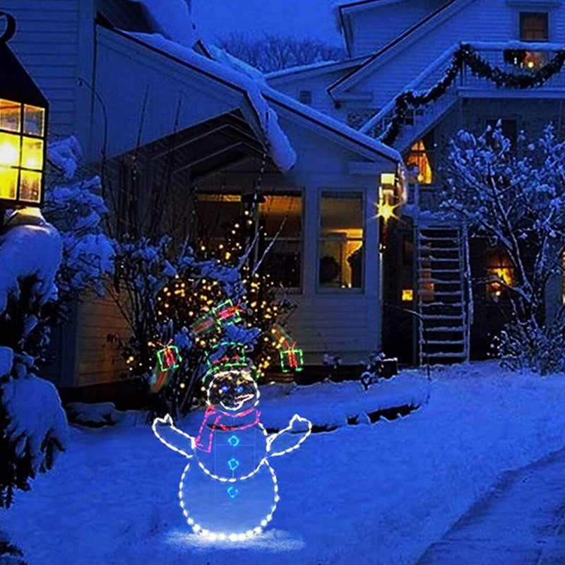 Luce LED Animata Battaglia di Palle di Neve con Pupazzo di Neve e Pinguino