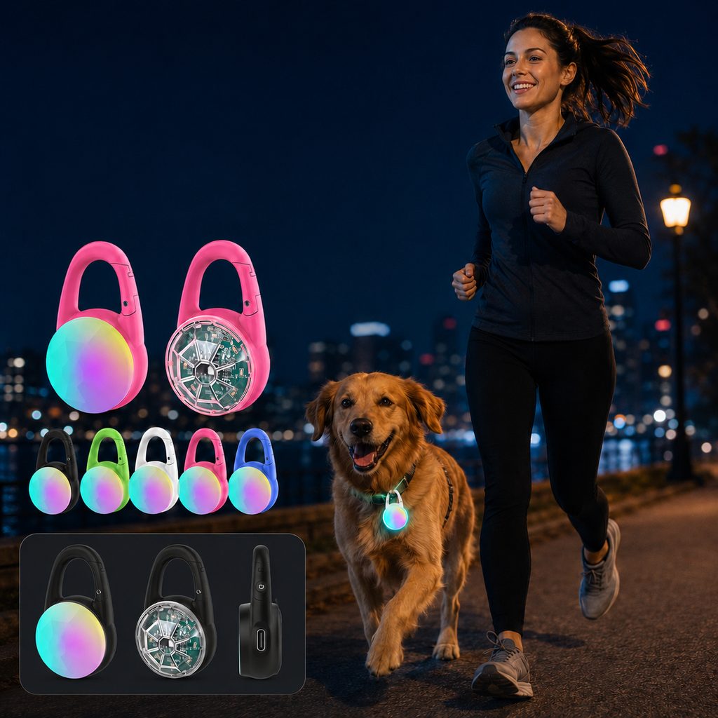 Luce LED di sicurezza ricaricabile con clip per cani per passeggiate notturne