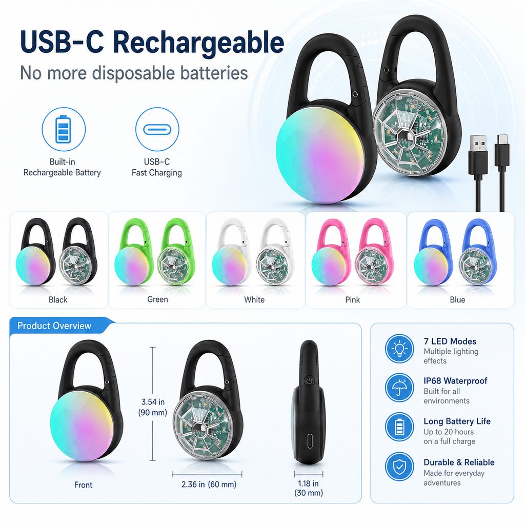 Luce LED di sicurezza ricaricabile con clip per cani per passeggiate notturne