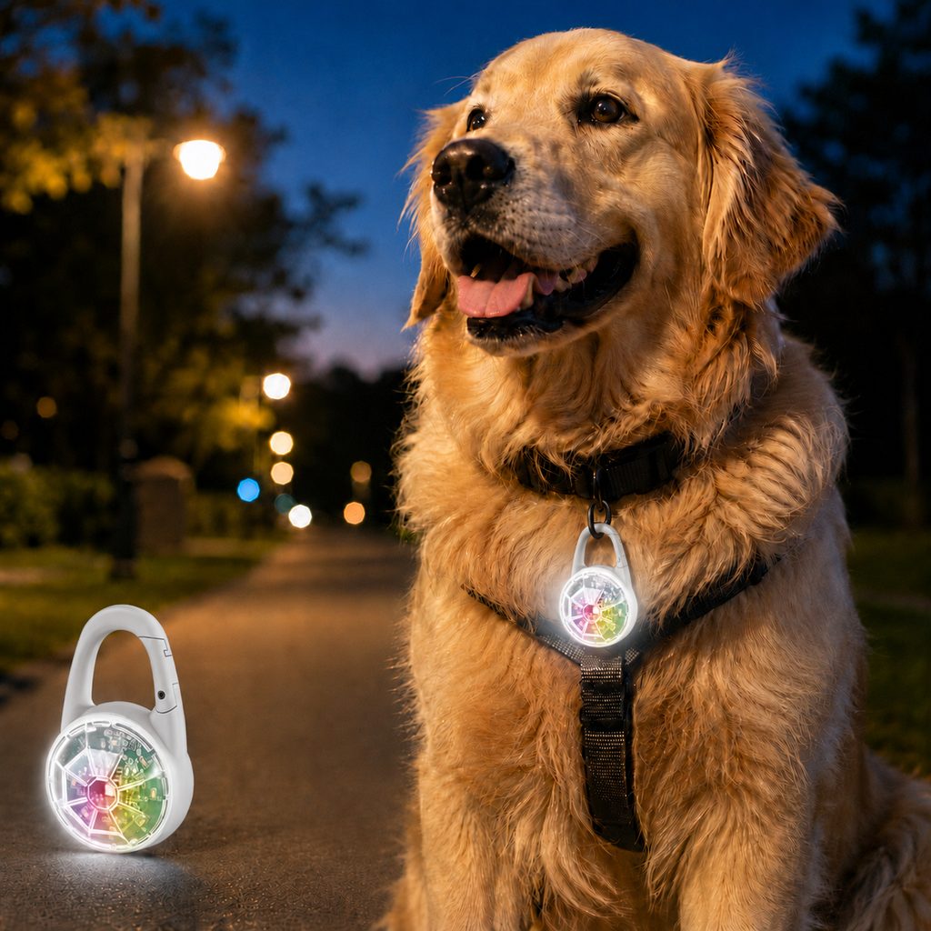 Luce LED di sicurezza ricaricabile con clip per cani per passeggiate notturne