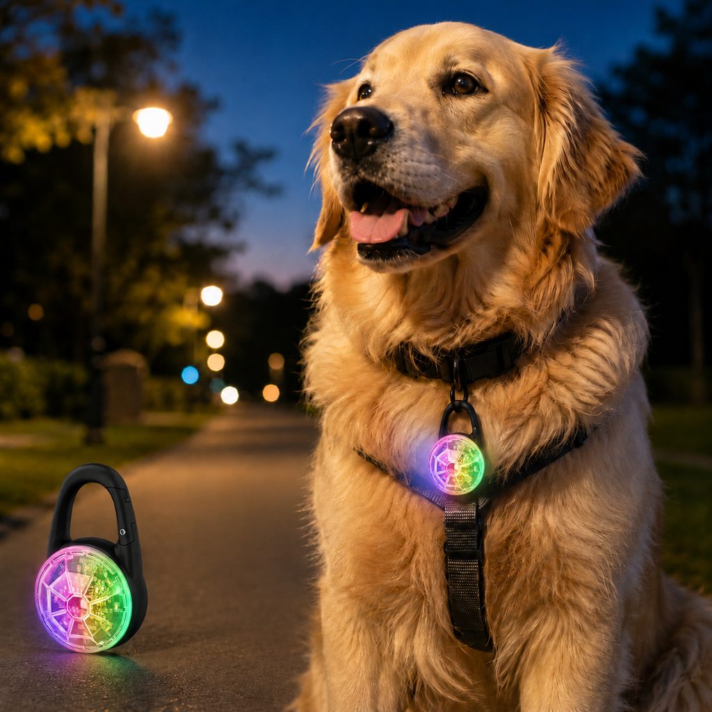 Luce LED di sicurezza ricaricabile con clip per cani per passeggiate notturne