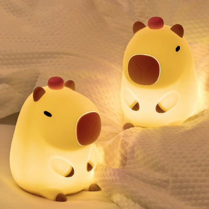 Luce notturna LED a forma di capibara con sensore touch e telecomando, lampada d'atmosfera in silicone ricaricabile USB 