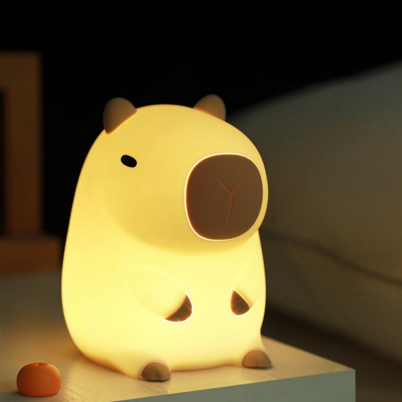 Luce notturna LED a forma di capibara con sensore touch e telecomando, lampada d'atmosfera in silicone ricaricabile USB 