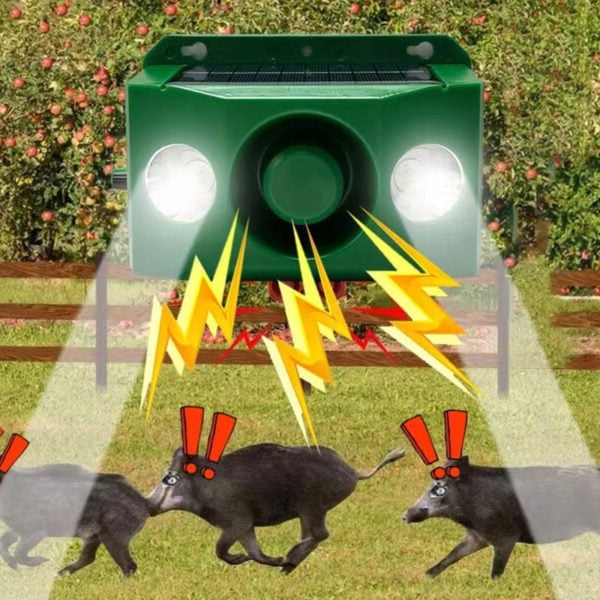 Luci solari dissuasive per animali con allarme sonoro