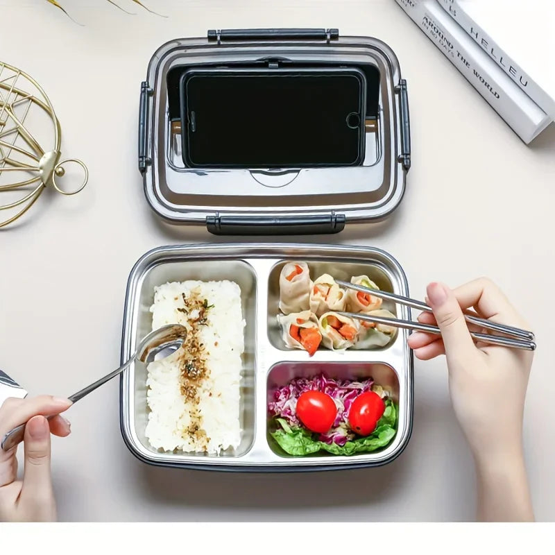 Lunch box ermetico in acciaio inox BentoBox — tre scomparti