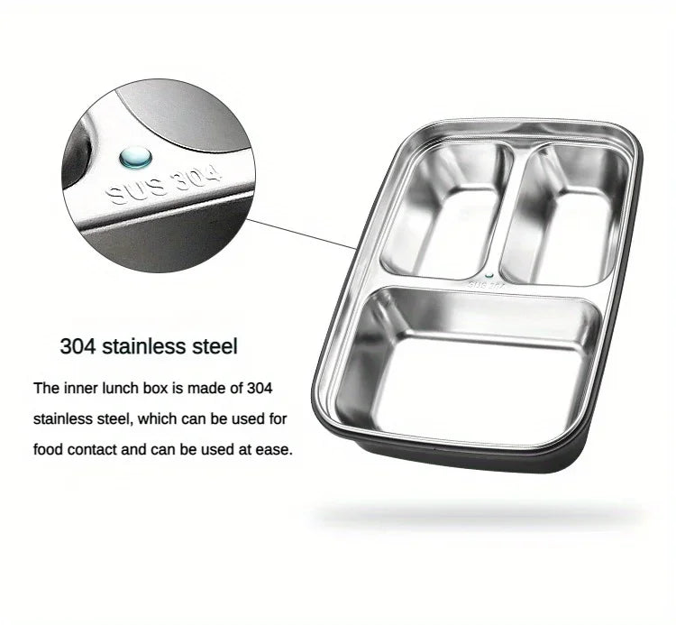 Lunch box ermetico in acciaio inox BentoBox — tre scomparti
