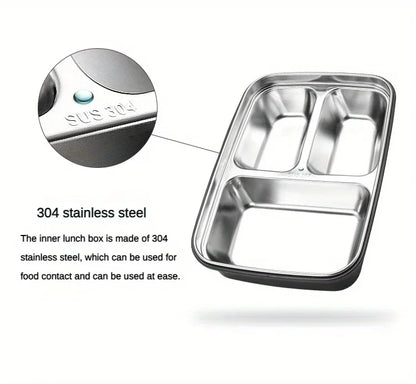 Lunch box ermetico in acciaio inox BentoBox — tre scomparti