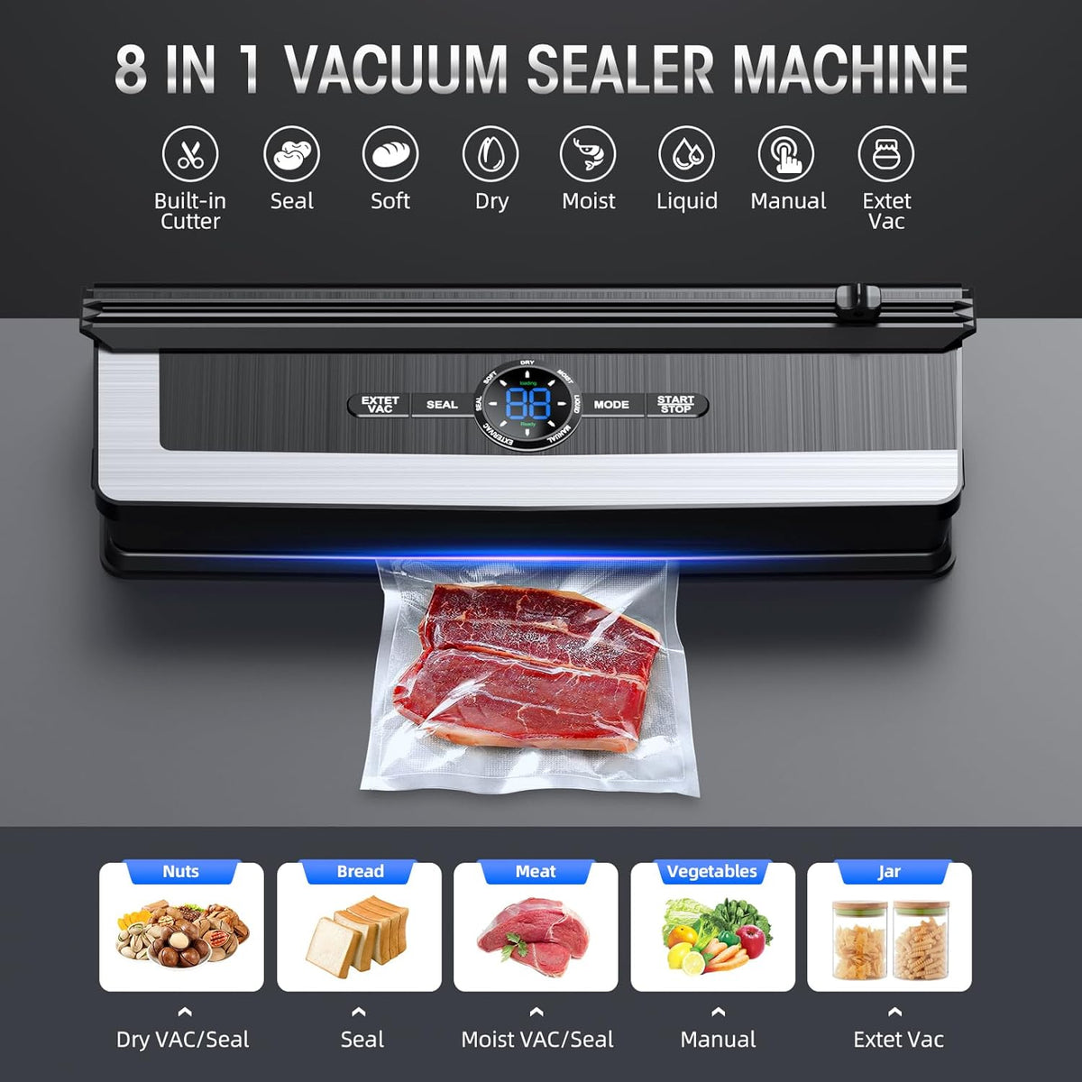 Macchina sottovuoto professionale 8 in 1 con taglierina integrata di precisione