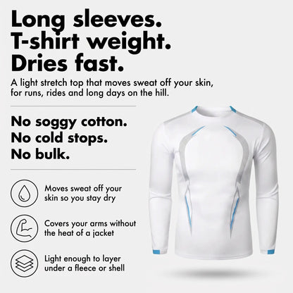 Maglia running a maniche lunghe da uomo - Base layer ad asciugatura rapida - T-shirt da trekking