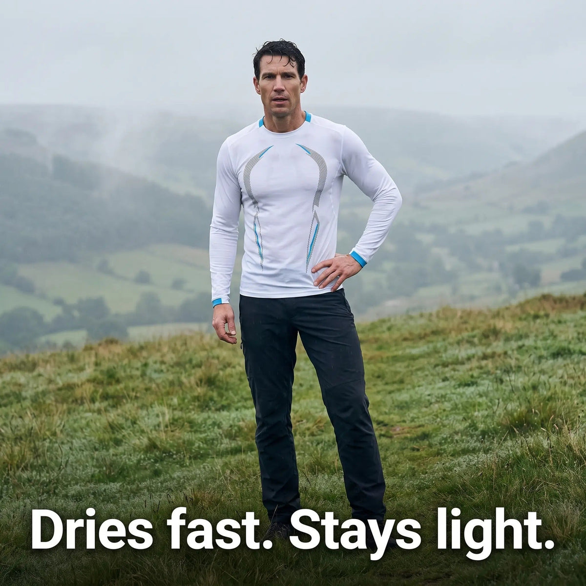 Maglia running a maniche lunghe da uomo - Base layer ad asciugatura rapida - T-shirt da trekking