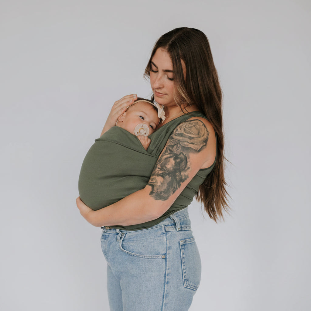 Maglietta babywearing con marsupio integrato in cotone elasticizzato, lavabile in lavatrice