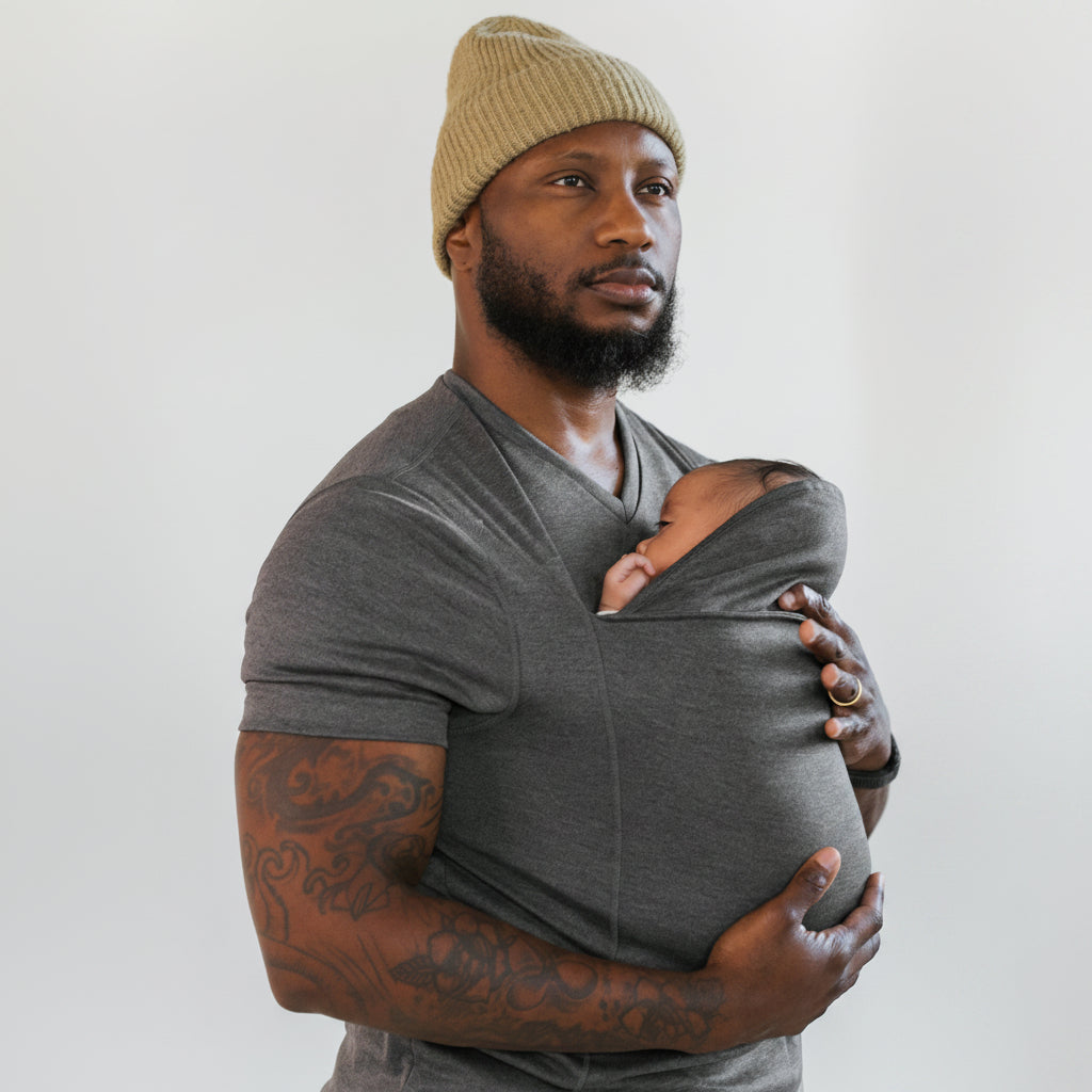 Maglietta babywearing con marsupio integrato in cotone elasticizzato, lavabile in lavatrice