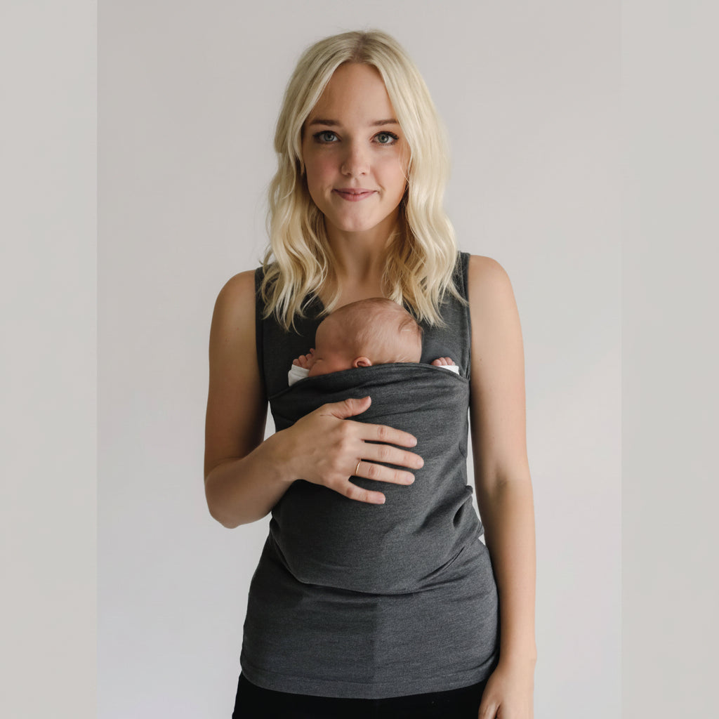 Maglietta babywearing con marsupio integrato in cotone elasticizzato, lavabile in lavatrice