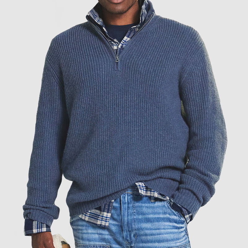 Maglione da uomo con zip corta in misto cashmere