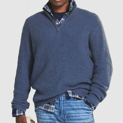 Maglione da uomo con zip corta in misto cashmere