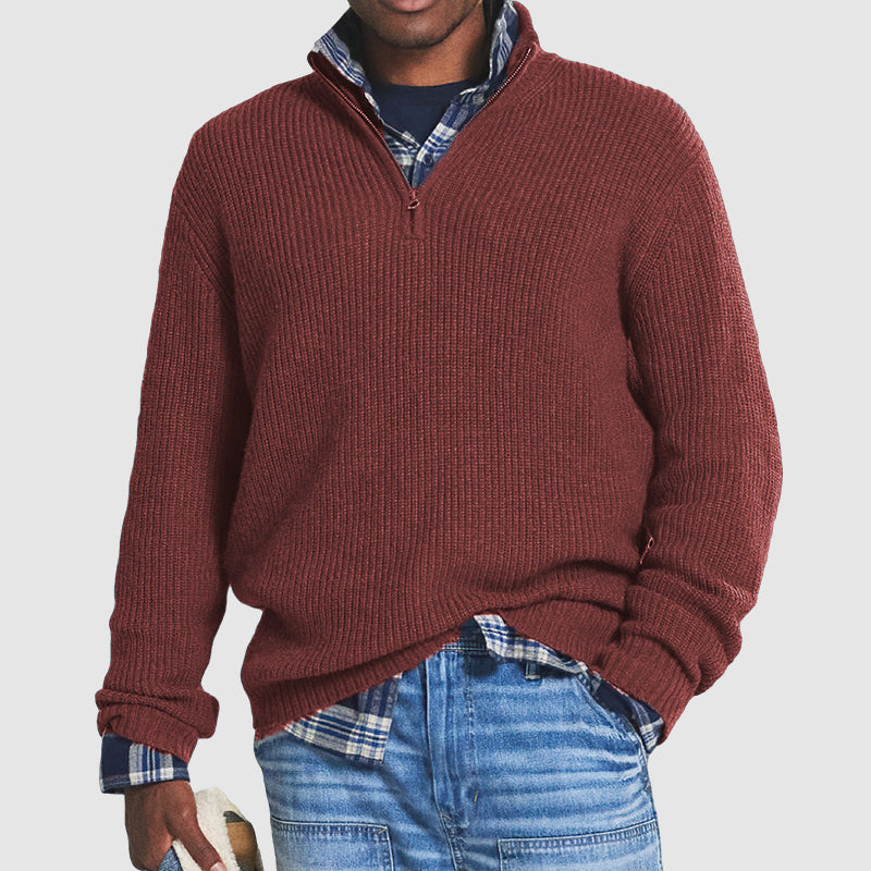 Maglione da uomo con zip corta in misto cashmere