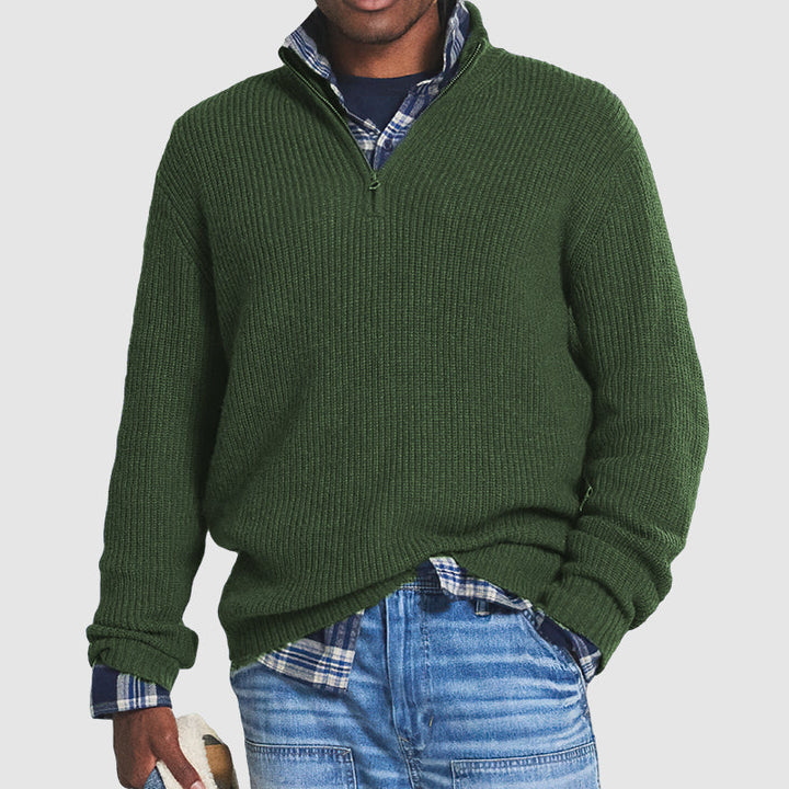 Maglione da uomo con zip corta in misto cashmere