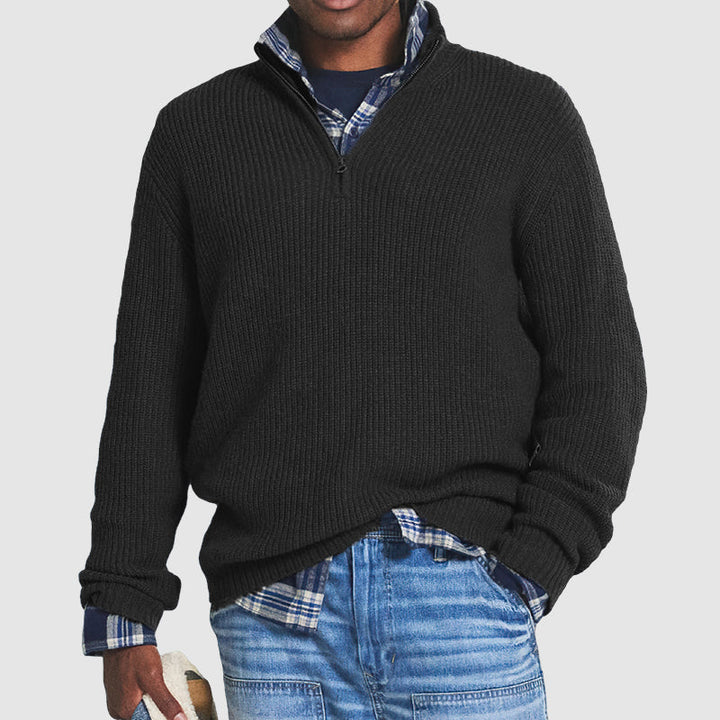 Maglione da uomo con zip corta in misto cashmere