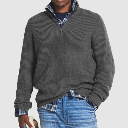 Maglione da uomo con zip corta in misto cashmere