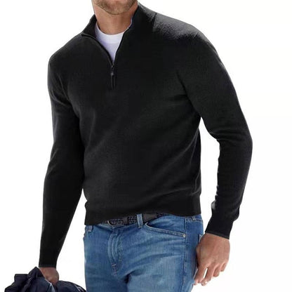 Maglione da uomo in lana merino con scollo a V e dettaglio zip