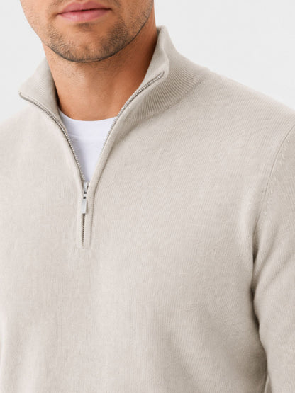 Maglione da uomo in lana merino con scollo a V e dettaglio zip