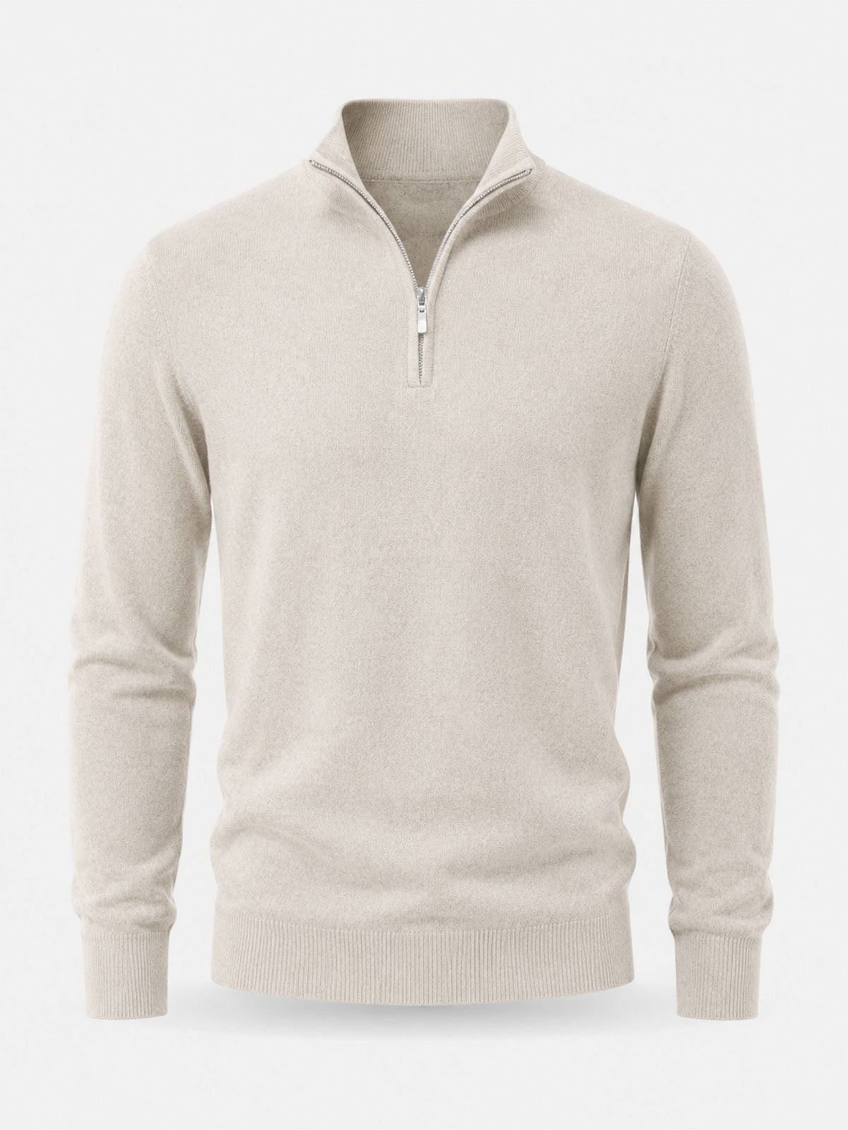 Maglione da uomo in lana merino con scollo a V e dettaglio zip