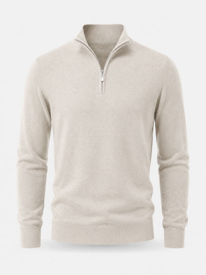 Maglione da uomo in lana merino con scollo a V e dettaglio zip