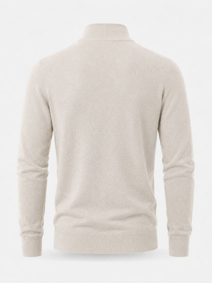 Maglione da uomo in lana merino con scollo a V e dettaglio zip