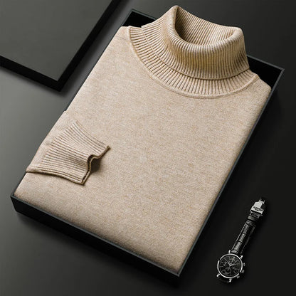 Maglione dolcevita uomo a maglia fine con collo alto a coste, polsini e orlo a coste, 6 colori, taglie XS-2XL