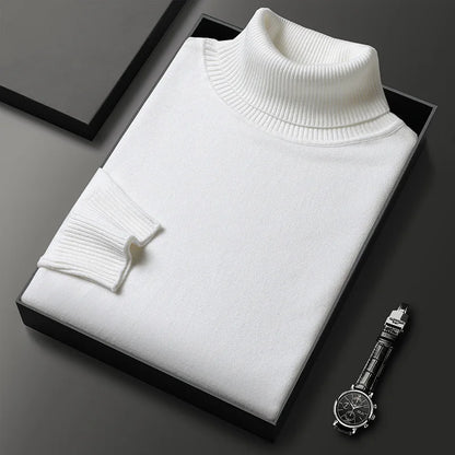 Maglione dolcevita uomo a maglia fine con collo alto a coste, polsini e orlo a coste, 6 colori, taglie XS-2XL