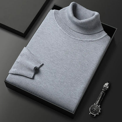 Maglione dolcevita uomo a maglia fine con collo alto a coste, polsini e orlo a coste, 6 colori, taglie XS-2XL